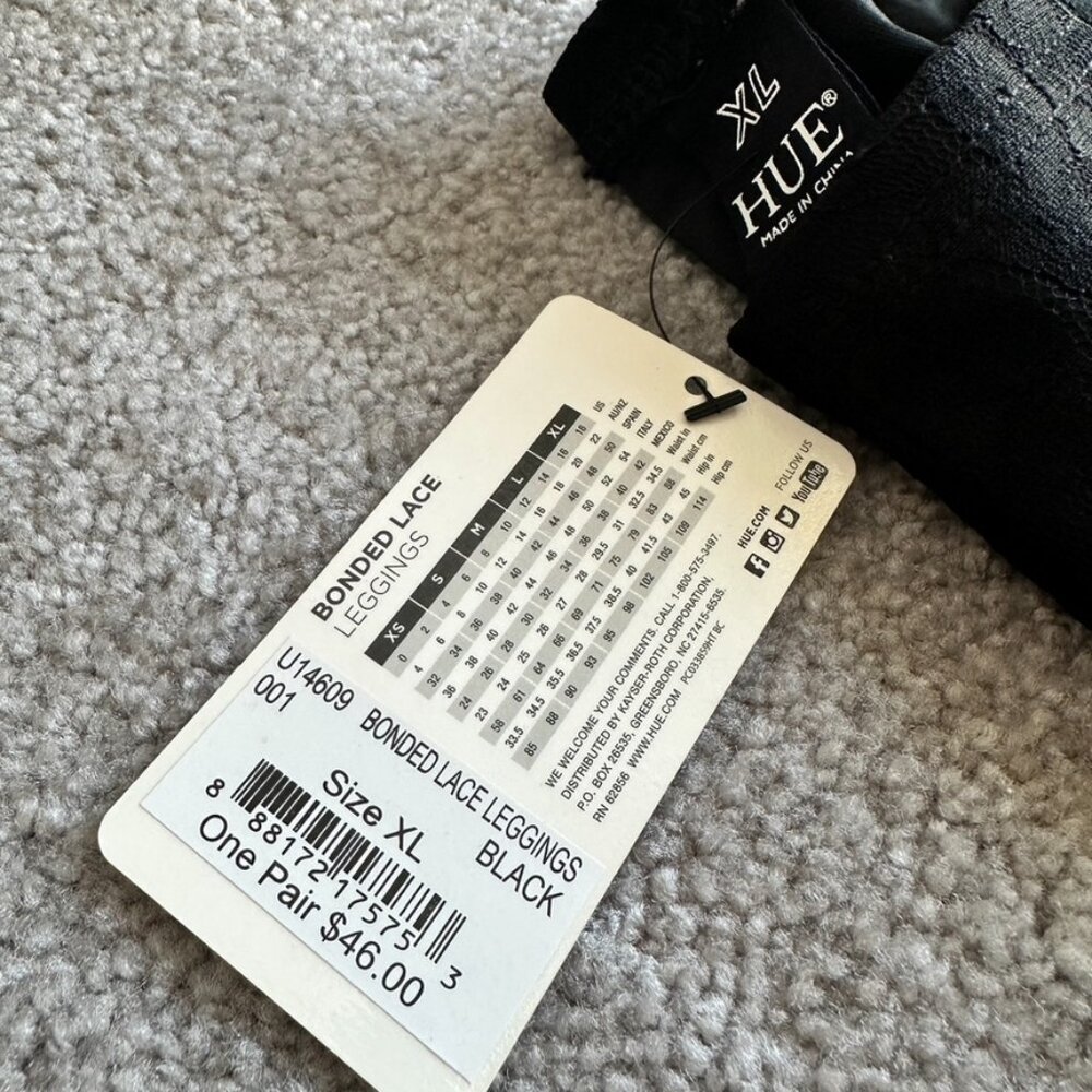 NWT HUE Bonded Lace Leggings XL - Picture 2 of 2